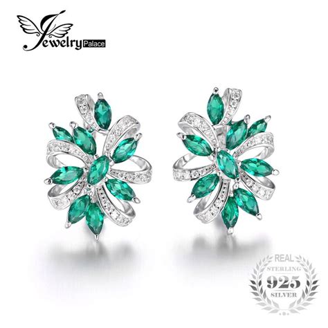 JewelryPalace Solid 925 Sterling Silver Unique Design 2 1ct Green