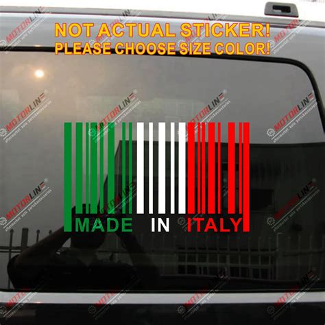 Made In Italy Upc Barcode Decal Sticker Italy Flag Fit For Fiat Alfa