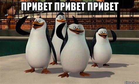 привет привет привет , Мем пингвины Мадагаскара - Рисовач .Ру