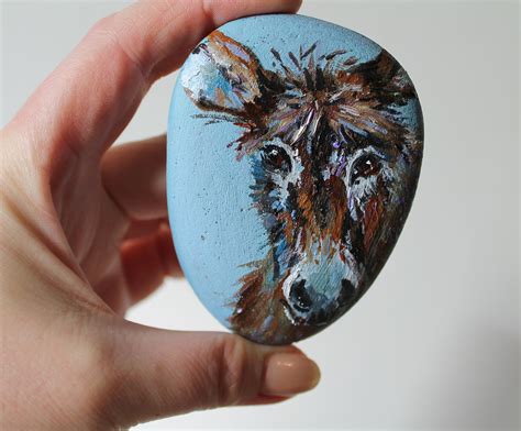 Painted Rocks Donkey Painting Christmas Donkey Ts Garden Etsy