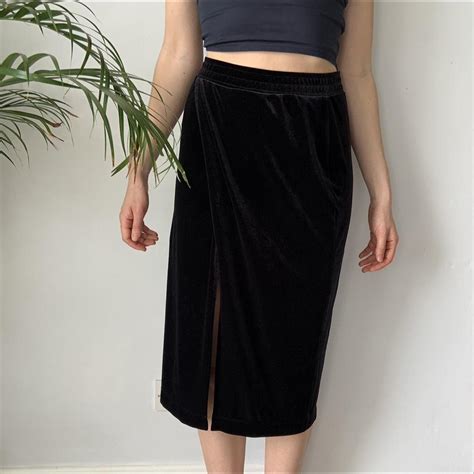 Monki Velvet Midi Skirt Black Velvet Midi Skirt Depop