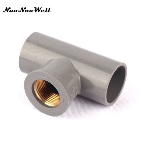 1pcs Nuonuowell Pvc 34 To 32mm Pipe Brass Female Thread Tee Connector Garden Hose Parts