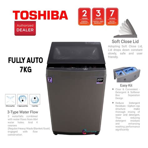 TOSHIBA 7KG FULLY AUTO WASHING MACHINE AW J800AM SG Mesin Basuh Washer