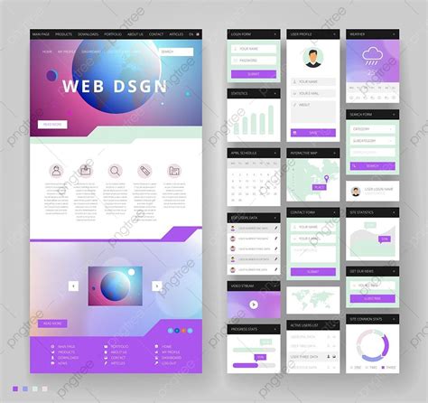 Diseño De Plantilla De Sitio Web Con Elementos De Interfaz Descarga Gratuita De Plantilla En Pngtree