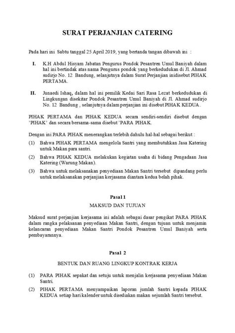 Contoh Surat Perjanjian Kontrak Kerja Sesuai Hukum Delinewstv