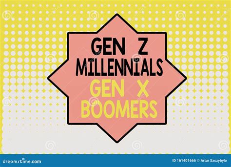 Writing Note Showing Gen Z Millennials Gen X Boomers Business Photo