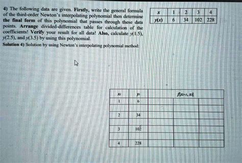 Solved The Following Data Is Given Firstly Write The General Formula