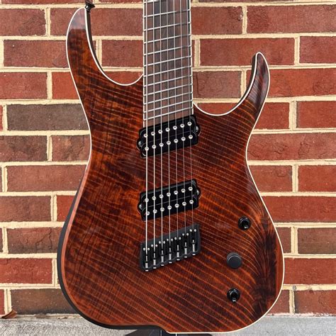 Skervesen Raptor 7ff Fanned Fret 7 1pc Flamed Redwood Top Ash Body