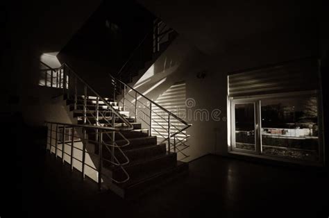 Ghost In Haunted House At Stairs Mysterious Silhouette Of Ghost Man