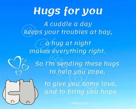 Hugs for You Poem Sending Hugs Cuddles Hugs Hope Love Digital File ...