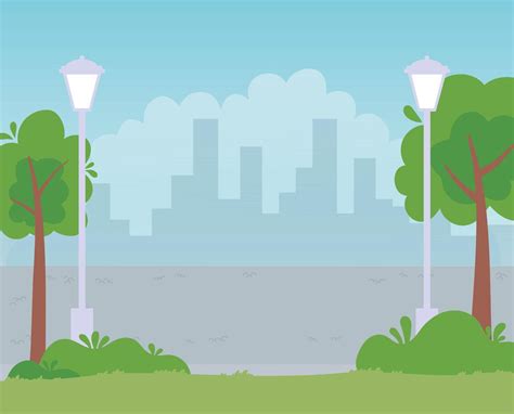 trees lamps street urban city cityscape design  vector art