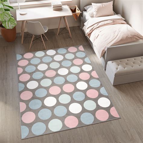 Tapiso Baby Tapis De Chambre Enfant B B Jeu Gris Bleu Rose Blanc