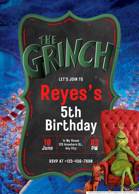 Grinch Birthday Invitation Templates Bagvania