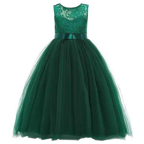 Glamulice Flower Girls Lace Bridesmaid Dress Princess Elegant Tulle