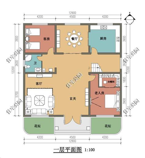 12×12米农村小别墅案例，户型方正格局好。图纸头条鲁班设计图纸官网