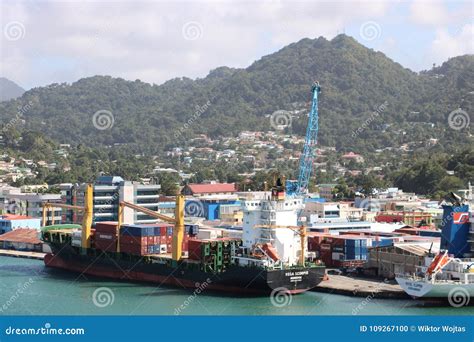 Cargo Port In Castries Saint Lucia Editorial Image Image Of Forests