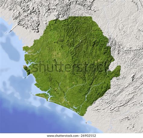 Sierra Leone Shaded Relief Map Surrounding Stock Illustration 26902552