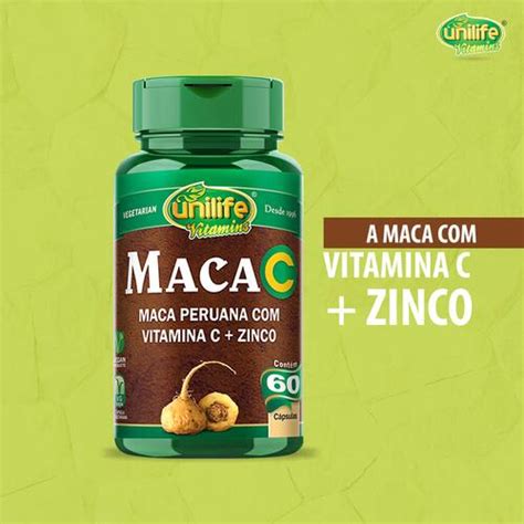 Comprar Maca Peruana Vitamina C Zinco 550mg Unilife 120 Cápsulas