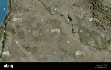 Al Anbar Province Of Iraq Satellite Imagery Shape Outlined Against