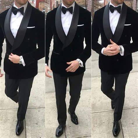 Esmoquin De Boda De Terciopelo Negro Para Hombre Traje De Novio Para