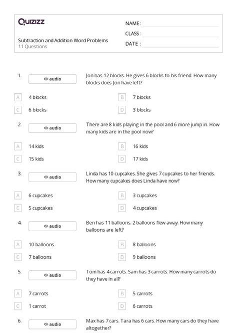 50 Addition Word Problems Worksheets For 2nd Class On Quizizz Free