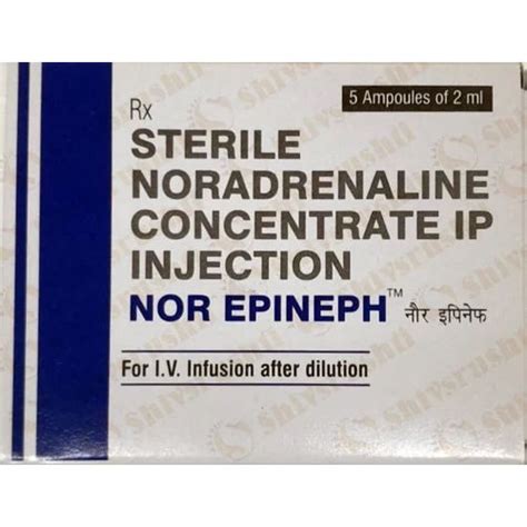 Sterile Noradrenaline Concentrate Ip Injection Physical Form Liquid