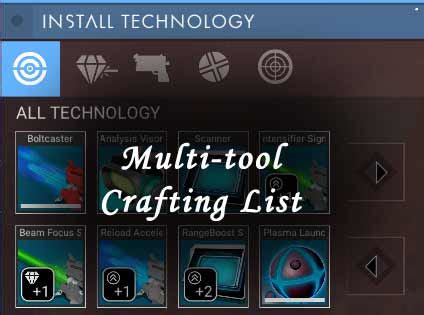 No Man's Sky: Multi-Tool crafting list