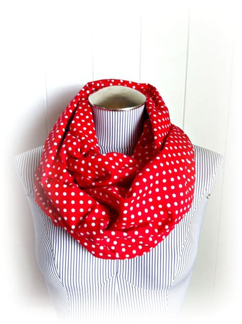 Red Polka Dot Scarf Infinity Scarf Of Red With White Polka Etsy Red