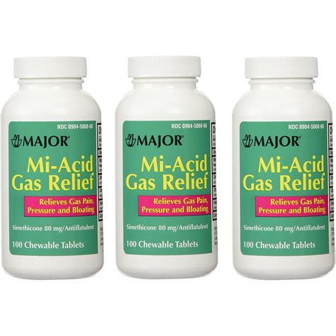 Major Mi Acid Gas 80 Mg Chew 100 Tabs Pack Of 3
