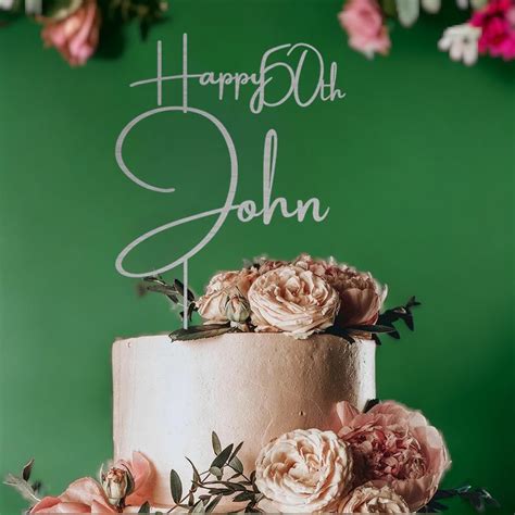 Happy 40th Cake Topper Custom Personalized Happy Birthday Cake Topper