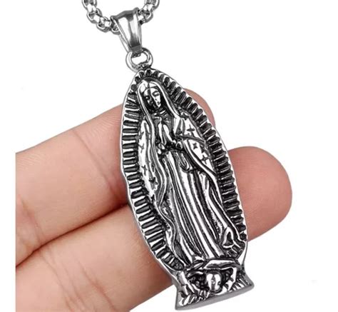 Collar Dije Virgen De Guadalupe Acero Inoxidable Hombre Meses sin interés