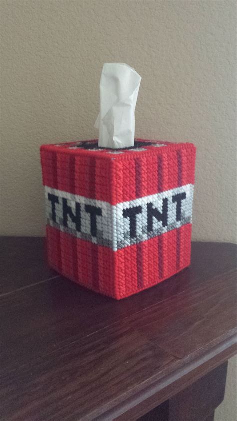 Handmade Finished Minecraft Tnt Tissue Box Cover Home Etsy In