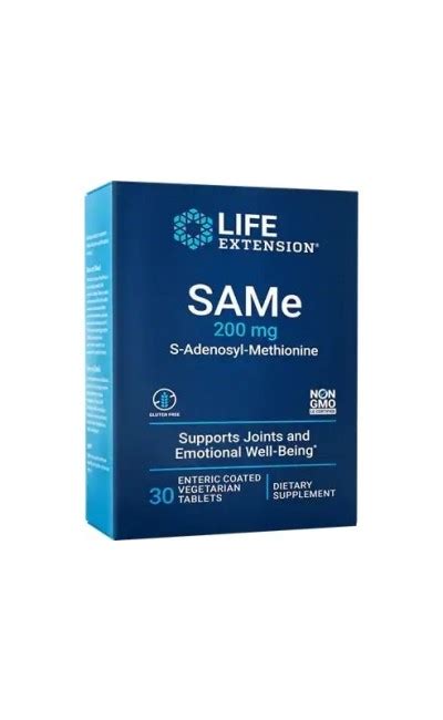 SAMe S Adenosyl Methionine 200 Mg 30 Enteric Coated Tablets LIFE Extension