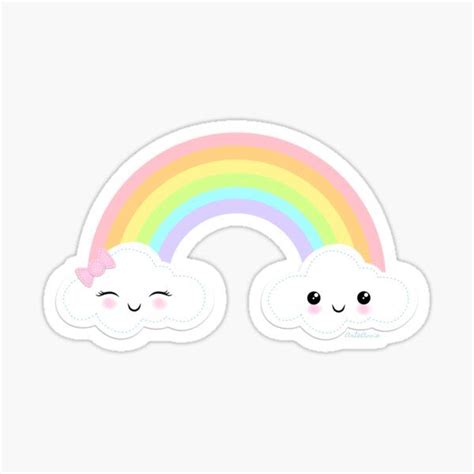 Rainbow And Happy Clouds Sticker By Arteannie Cloud Stickers Vinyl