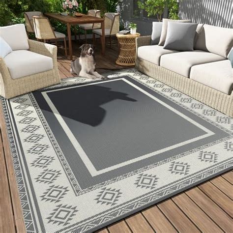 Montvoo Outdoor Rug 6x9 Ft Waterproof Patio Rug Reversible