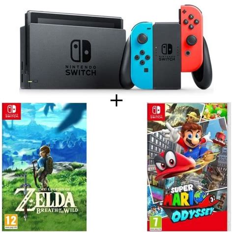 Console Nintendo Switch Avec Paire De Joy Con Bleu N On Rouge N On