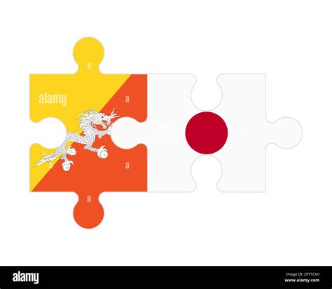 Connected Puzzle Of Flags Of Bhutan And Japan Vector Stock Vector