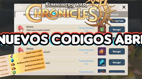 Summoners War Chronicles Español Nuevos Codigos Abril YouTube