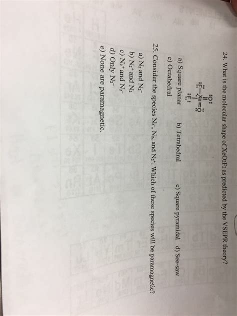 Solved 24. What is the molecular shape of XeO2F2 as | Chegg.com