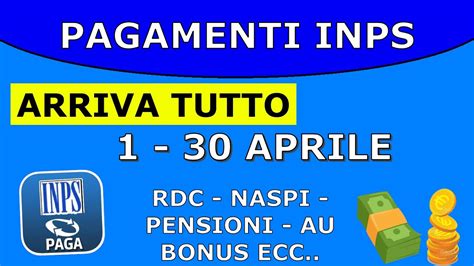 Pagamenti Inps Arriva Tutto Dal Al Aprile Rdc Pensioni Naspi