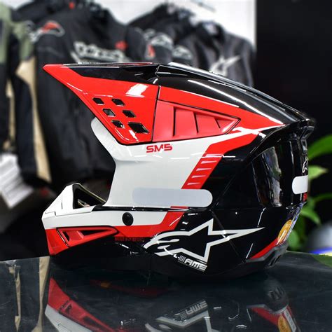 Capacete Motocross Alpinestars Sm5 Beam Trilha Vermelho Moto X Wear