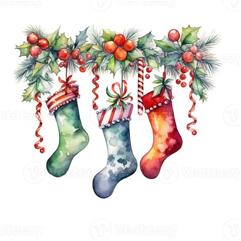 Watercolor Christmas Stocking Garlands Holiday Stocking Garlands