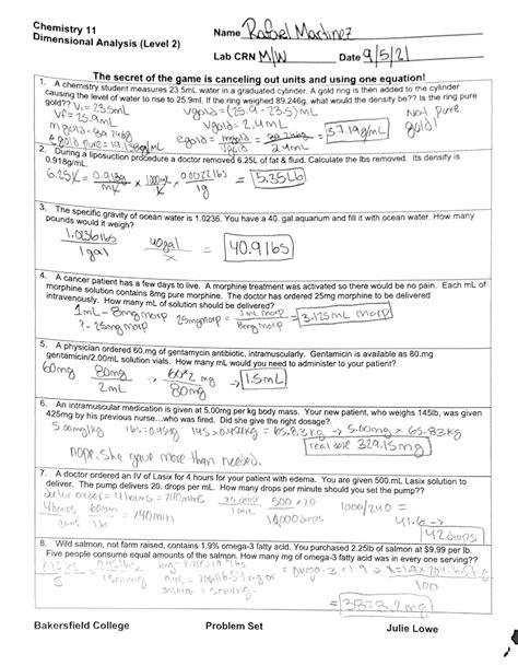 Dimensional Analysis Worksheet Answer Key E Streetlight