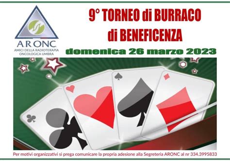 Torneo Di Burraco Di Beneficenza Aronc Marzo A R Onc