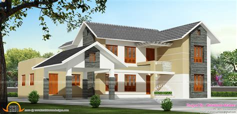 Kerala model sloped roof house - Kerala home design and floor plans