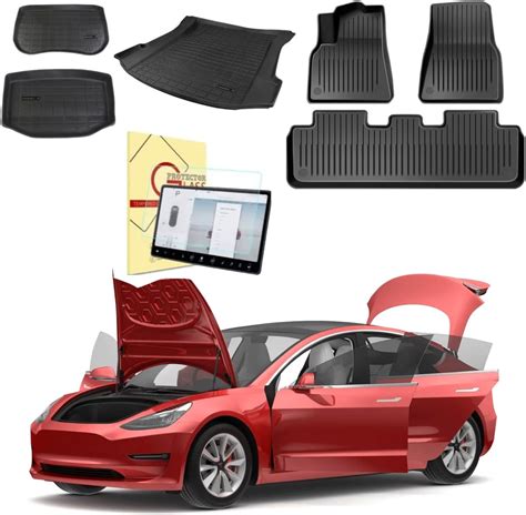 Desle Tesla Model 3 Floor Mats Tesla Model 3 Trunk Mats Fully Cover Only Fit 2024 Tesla Model 3