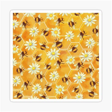 Save The Bees Honeycomb Bee Art Sticker For Sale By Earthlyindigo