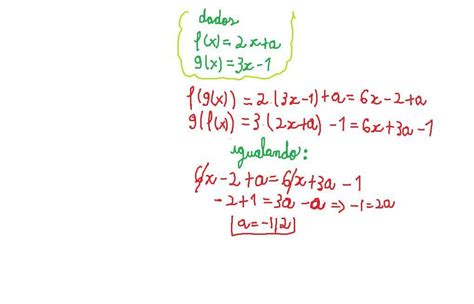 Dadas As Funções F X 2x A E G X 3x − 1 Determine O Valor De