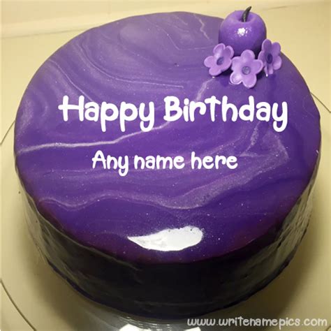 Purple Birthday Cake With Name Edit