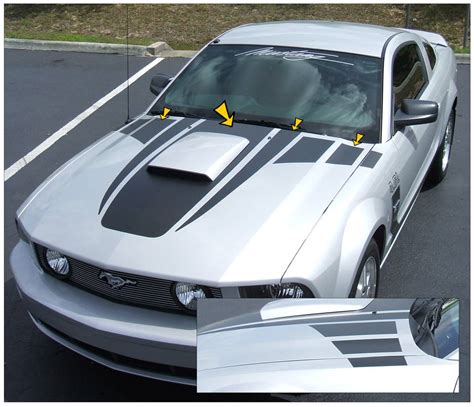 2005 09 Mustang Hood Bulge With Spears And Faders Decal Kit Graphic